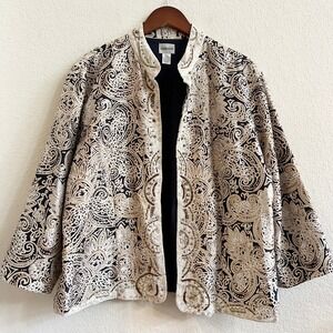Chicos Silk Beaded Paisley‎ Jacket Kimono Style Size 3 (XL)